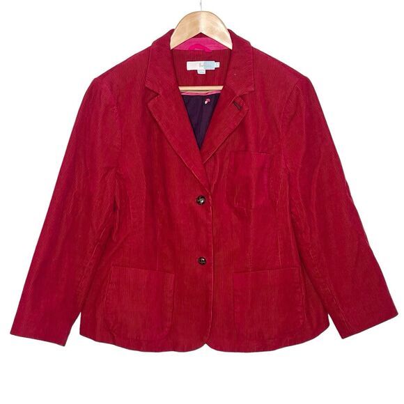 Boden Jackets & Blazers - Boden Corduroy Blazer Jacket Red Womens US 14 Two Button Patch Pockets Casual
